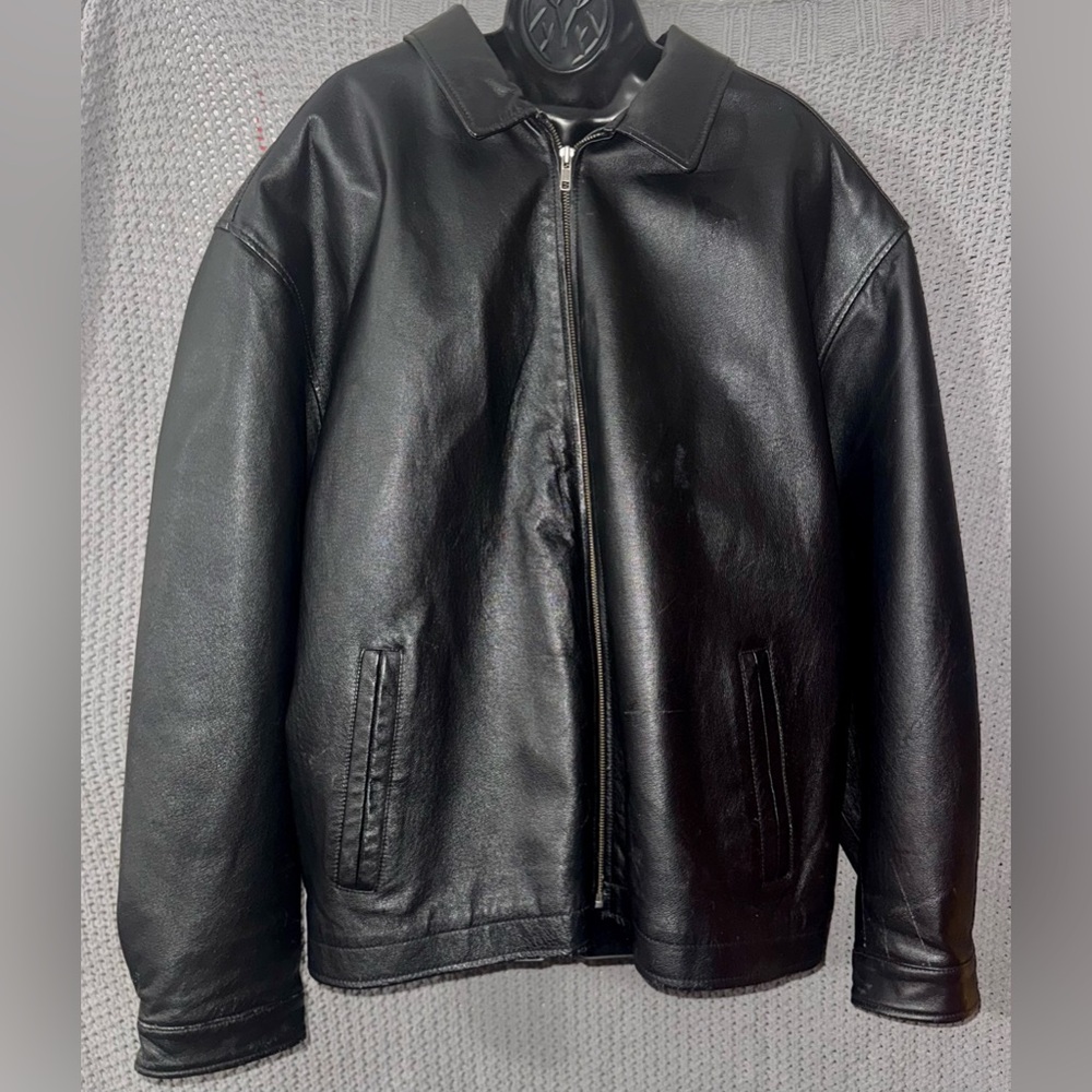 Black Saddlebred XXL zip up black leather jacket Vintage Retro Soft Comfy